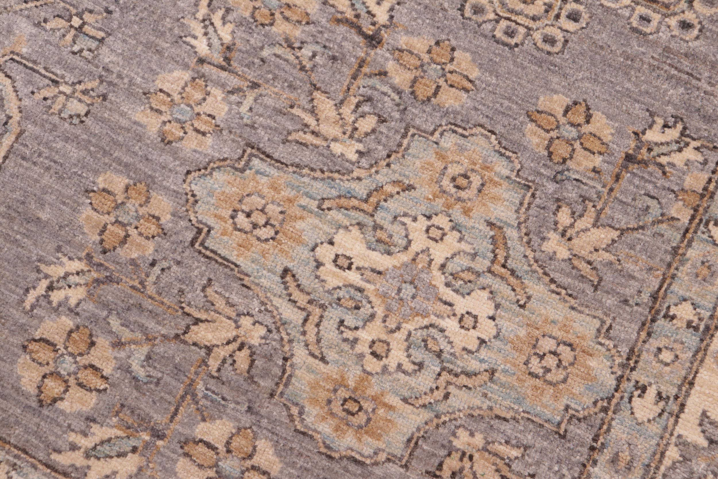 handmade Traditional Kafkaz Gray Beige Hand Knotted RECTANGLE 100% WOOL area rug 6x9
