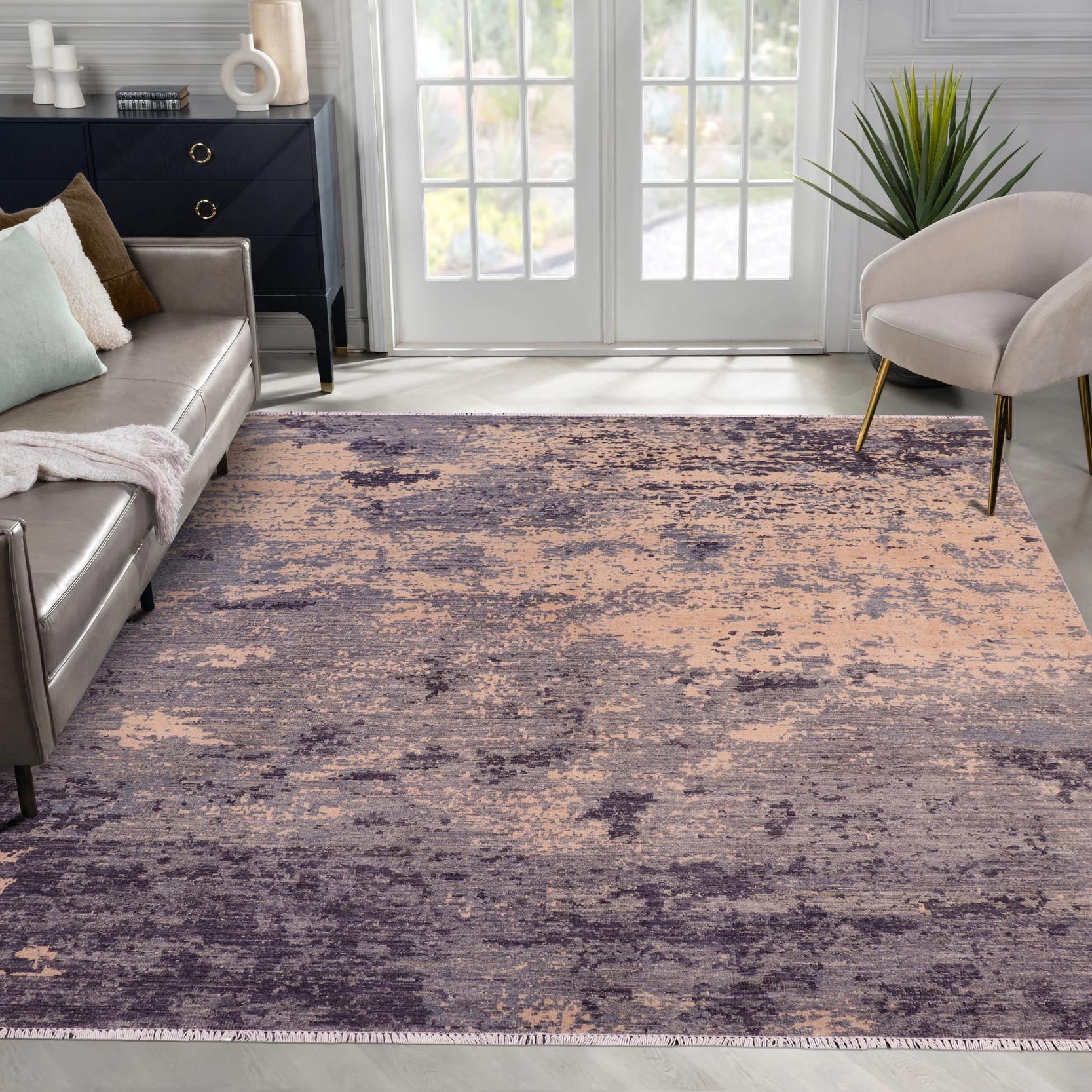 handmade Modern Kafkaz Gray Tan Hand Knotted RECTANGLE 100% WOOL area rug 8' x 10'