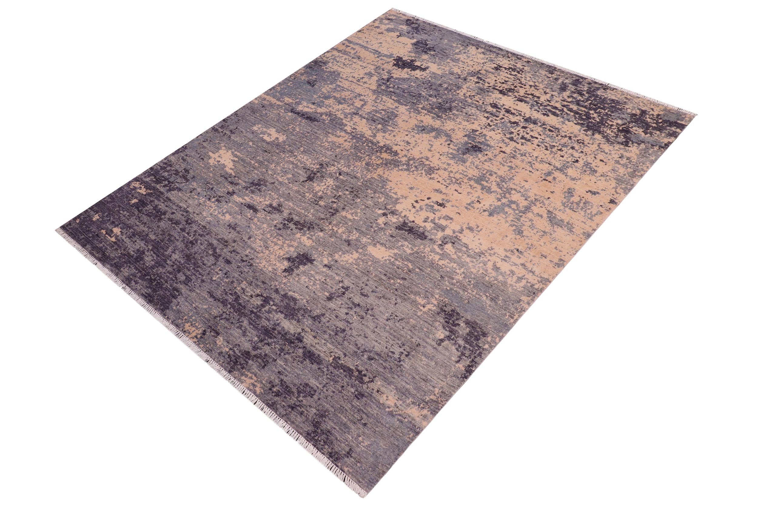 handmade Modern Kafkaz Gray Tan Hand Knotted RECTANGLE 100% WOOL area rug 8' x 10'