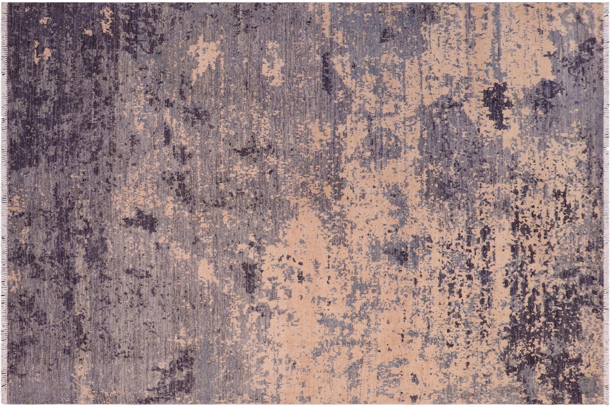 handmade Modern Kafkaz Gray Tan Hand Knotted RECTANGLE 100% WOOL area rug 8' x 10'