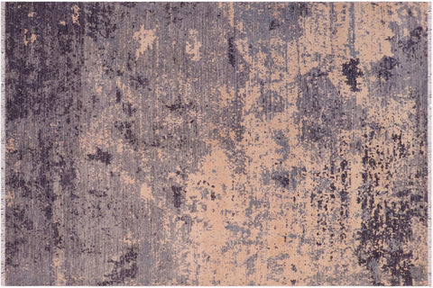 handmade Modern Kafkaz Gray Tan Hand Knotted RECTANGLE 100% WOOL area rug 8' x 10'