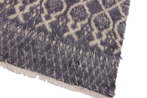 handmade Geometric Moroccan Gray Ivory Hand Knotted RECTANGLE 100% WOOL area rug 5' x 7'