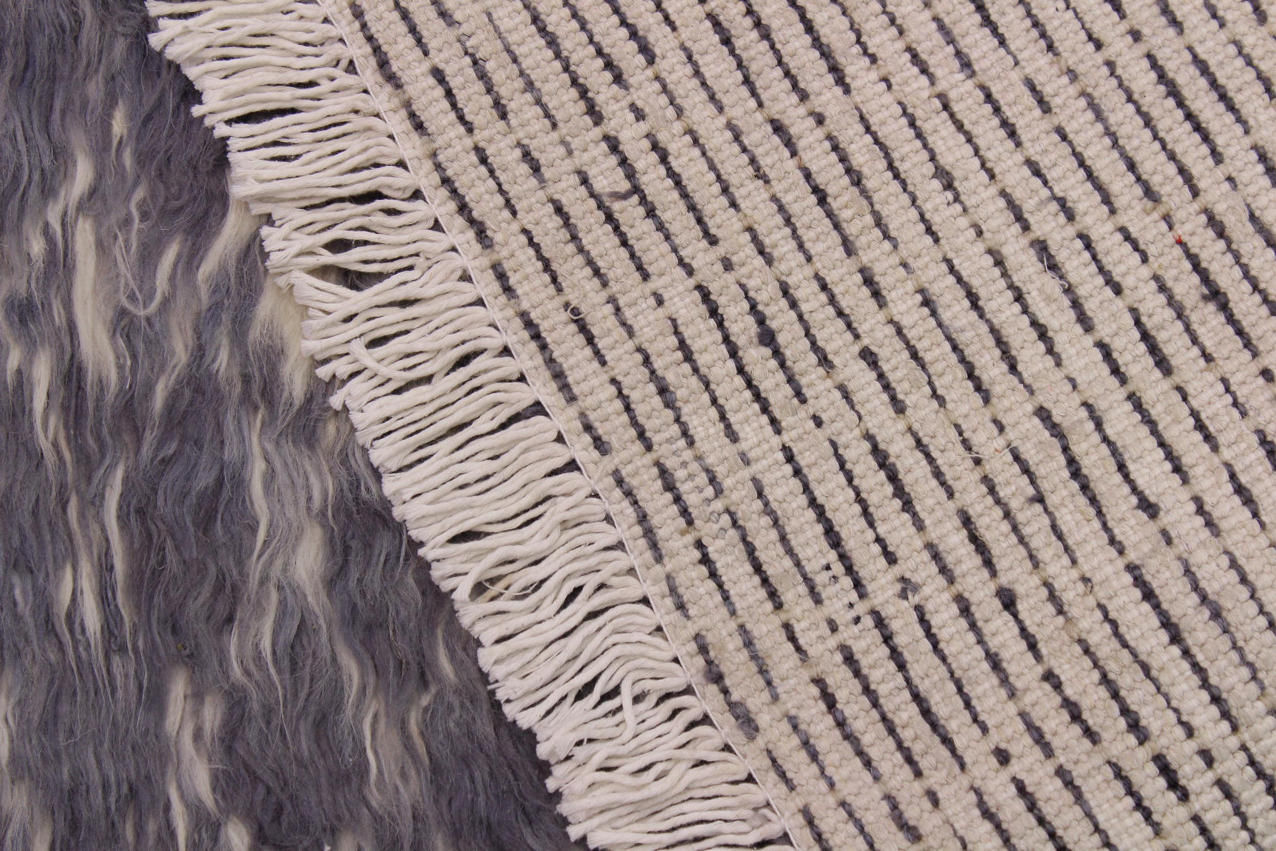 handmade Geometric Moroccan Gray Ivory Hand Knotted RECTANGLE 100% WOOL area rug 5' x 7'