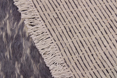 handmade Geometric Moroccan Gray Ivory Hand Knotted RECTANGLE 100% WOOL area rug 5' x 7'