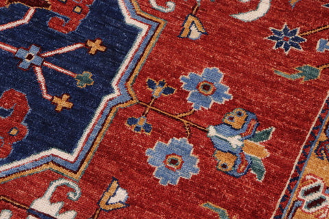 handmade Traditional Kafkaz Red Blue Hand Knotted RECTANGLE 100% WOOL area rug 9' x 11'