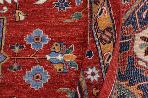 handmade Traditional Kafkaz Red Blue Hand Knotted RECTANGLE 100% WOOL area rug 9' x 11'