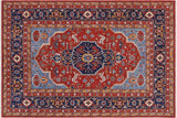 Shabby Chic Ziegler Cary Red/Blue Hand-Knotted Wool Rug - 8'9'' x 11'5''