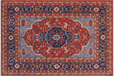 handmade Traditional Kafkaz Red Blue Hand Knotted RECTANGLE 100% WOOL area rug 9' x 11'