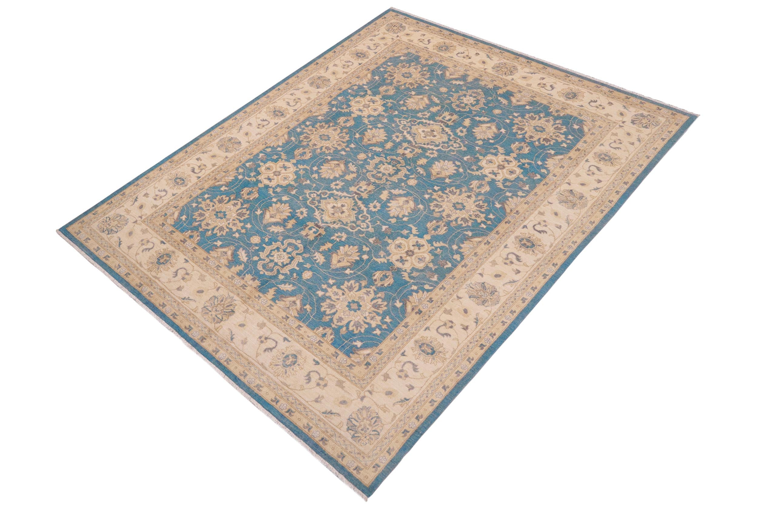 handmade Transitional Kafkaz Lt. Blue Beige Hand Knotted RECTANGLE 100% WOOL area rug 9' x 12'