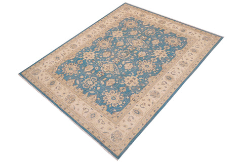 handmade Transitional Kafkaz Lt. Blue Beige Hand Knotted RECTANGLE 100% WOOL area rug 9' x 12'