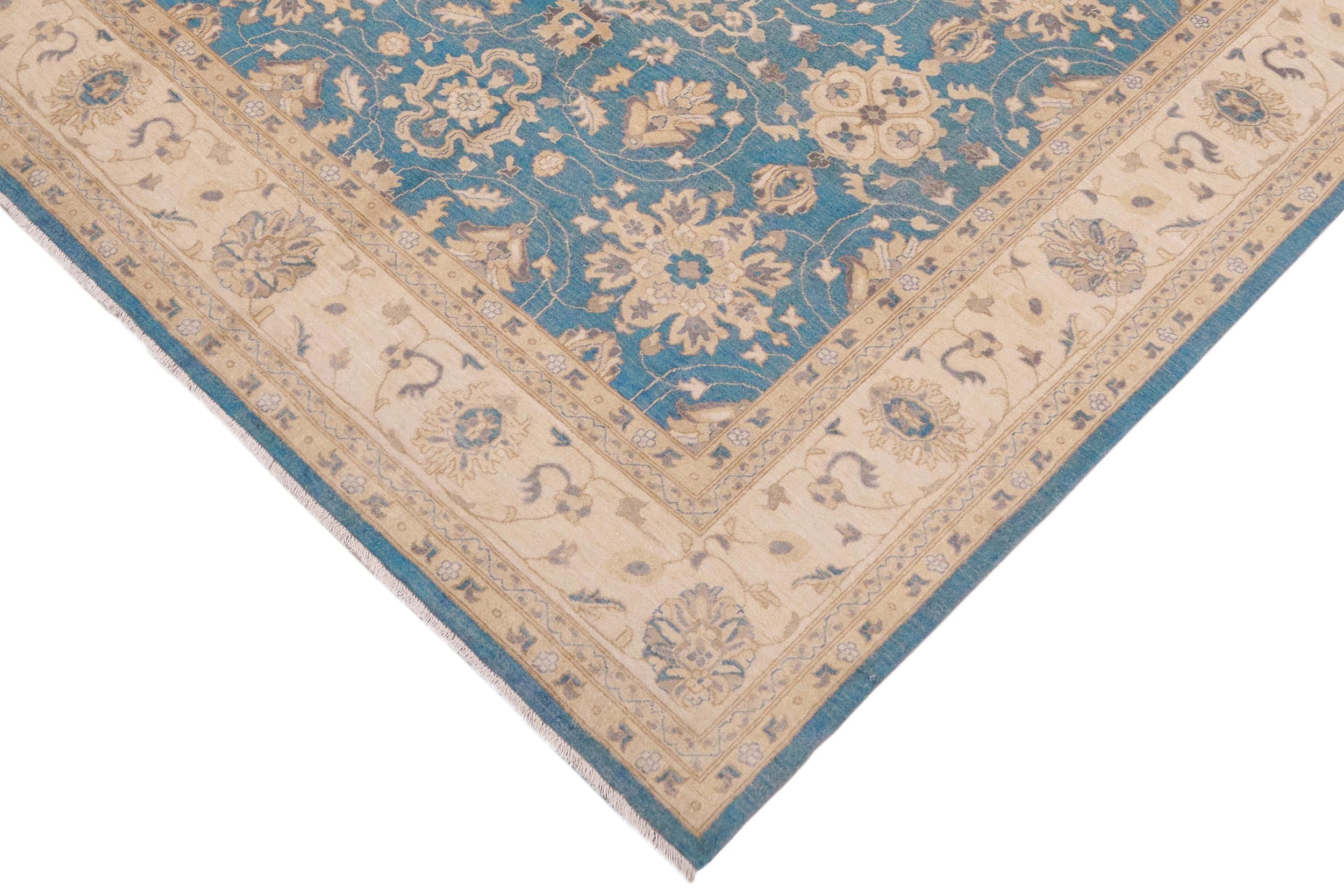 handmade Transitional Kafkaz Lt. Blue Beige Hand Knotted RECTANGLE 100% WOOL area rug 9' x 12'