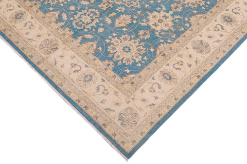 handmade Transitional Kafkaz Lt. Blue Beige Hand Knotted RECTANGLE 100% WOOL area rug 9' x 12'