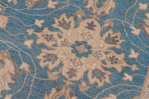 handmade Transitional Kafkaz Lt. Blue Beige Hand Knotted RECTANGLE 100% WOOL area rug 9' x 12'