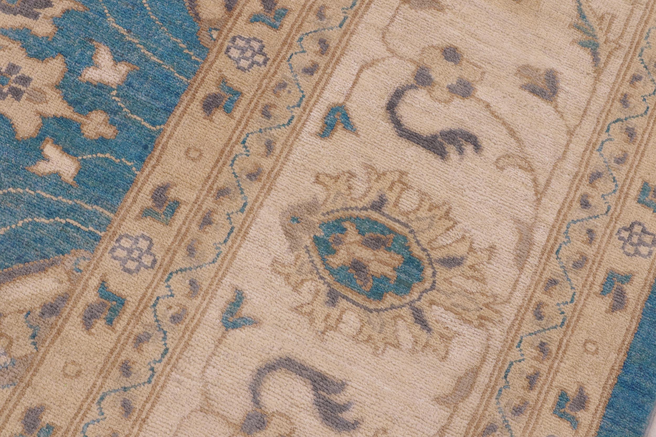 handmade Transitional Kafkaz Lt. Blue Beige Hand Knotted RECTANGLE 100% WOOL area rug 9' x 12'