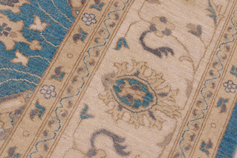 handmade Transitional Kafkaz Lt. Blue Beige Hand Knotted RECTANGLE 100% WOOL area rug 9' x 12'
