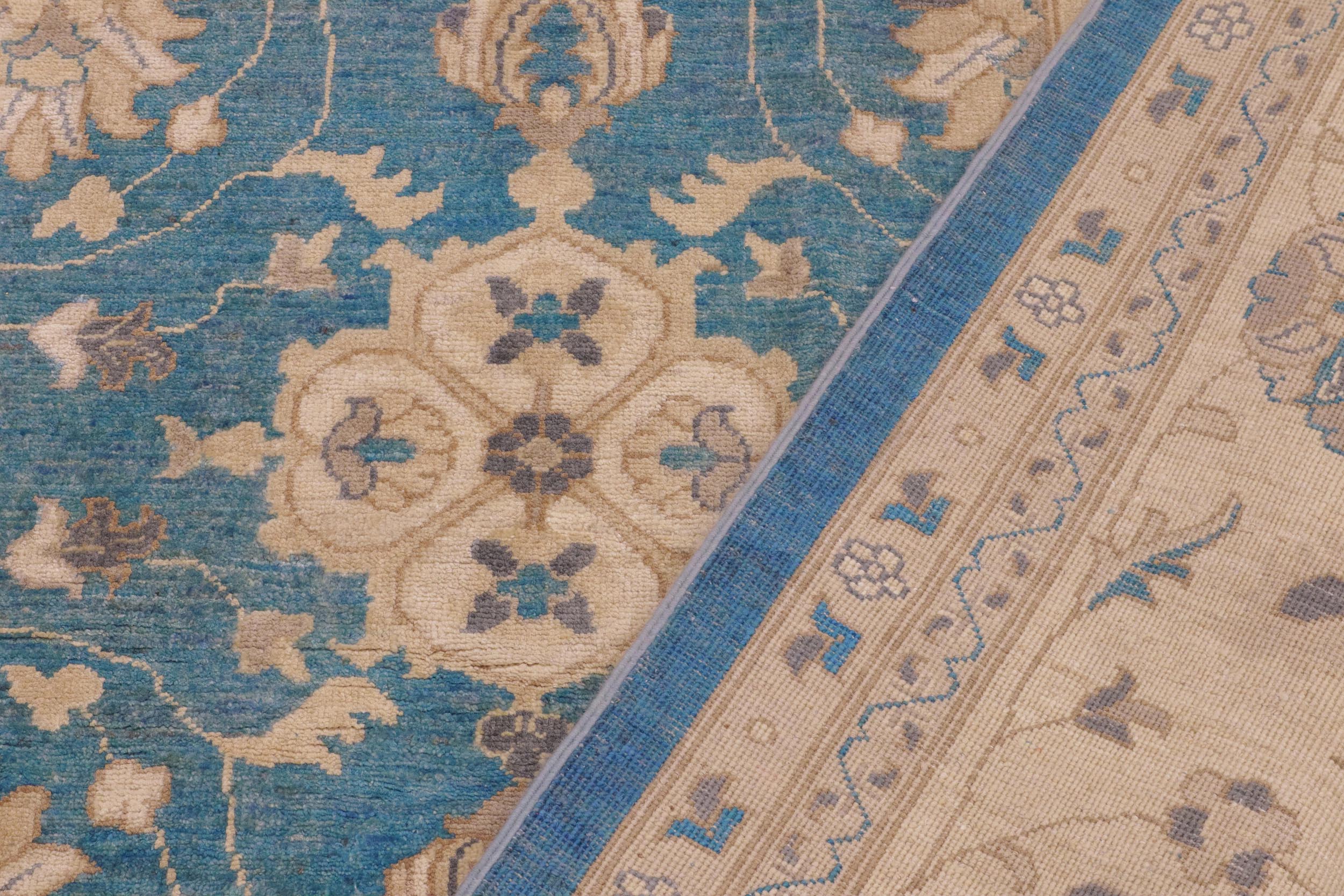 handmade Transitional Kafkaz Lt. Blue Beige Hand Knotted RECTANGLE 100% WOOL area rug 9' x 12'