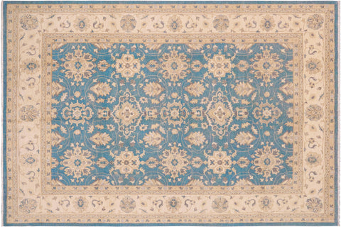 handmade Transitional Kafkaz Lt. Blue Beige Hand Knotted RECTANGLE 100% WOOL area rug 9' x 12'