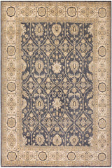 handmade Traditional Kafkaz Bluish Gray Ivory Hand Knotted RECTANGLE 100% WOOL area rug 8X10