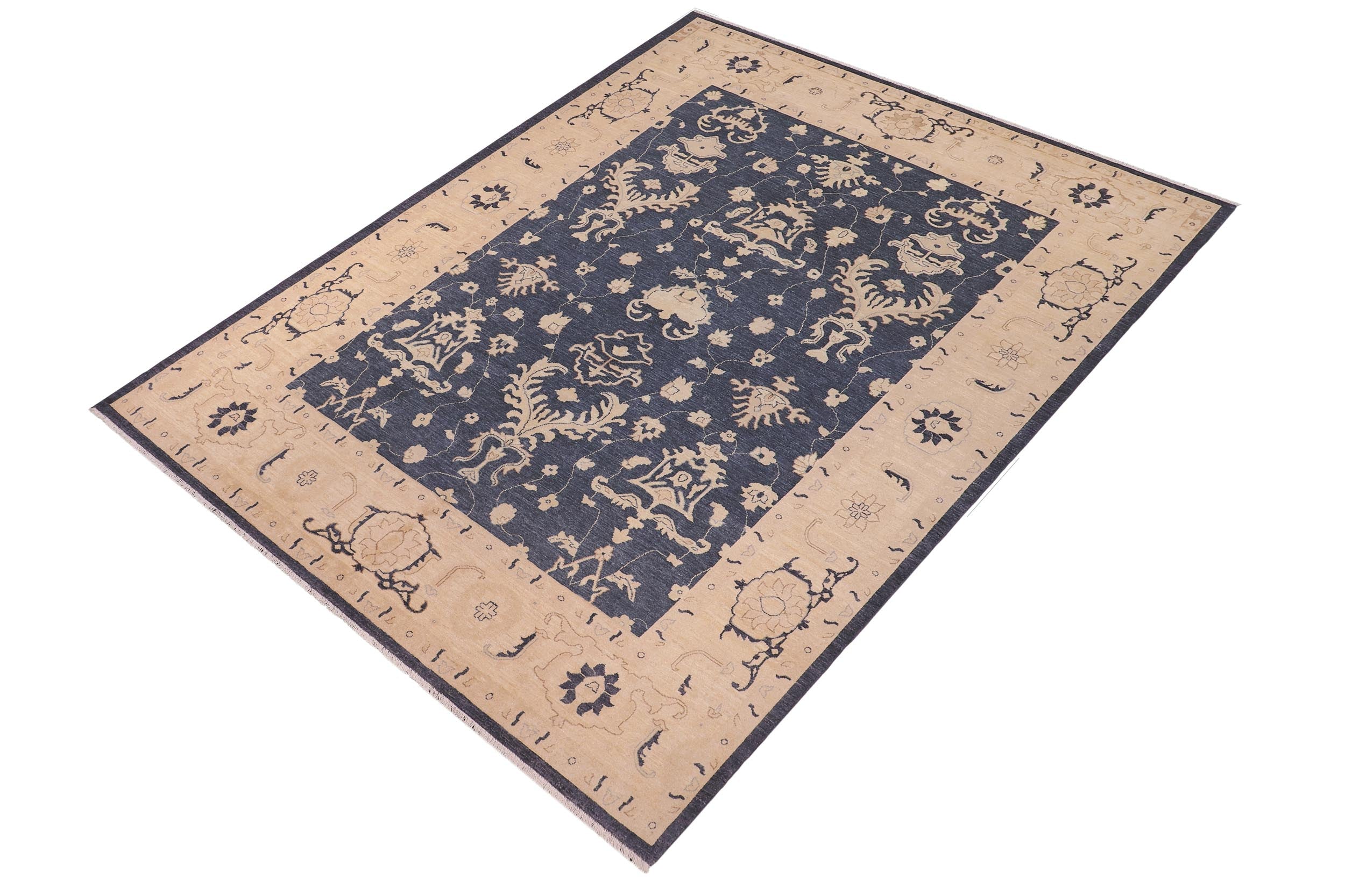 handmade Traditional Kafkaz Bluish Gray Beige Hand Knotted RECTANGLE 100% WOOL area rug 9x12