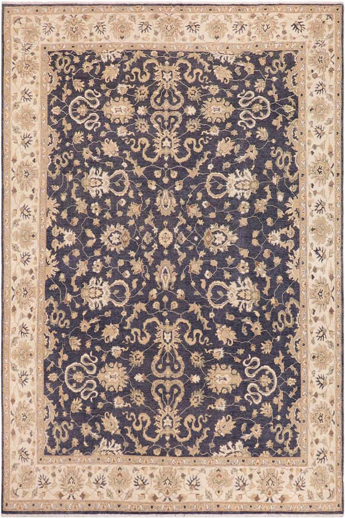 handmade Transitional Kafkaz Drk. Gray Ivory Hand Knotted RECTANGLE 100% WOOL area rug 10X14