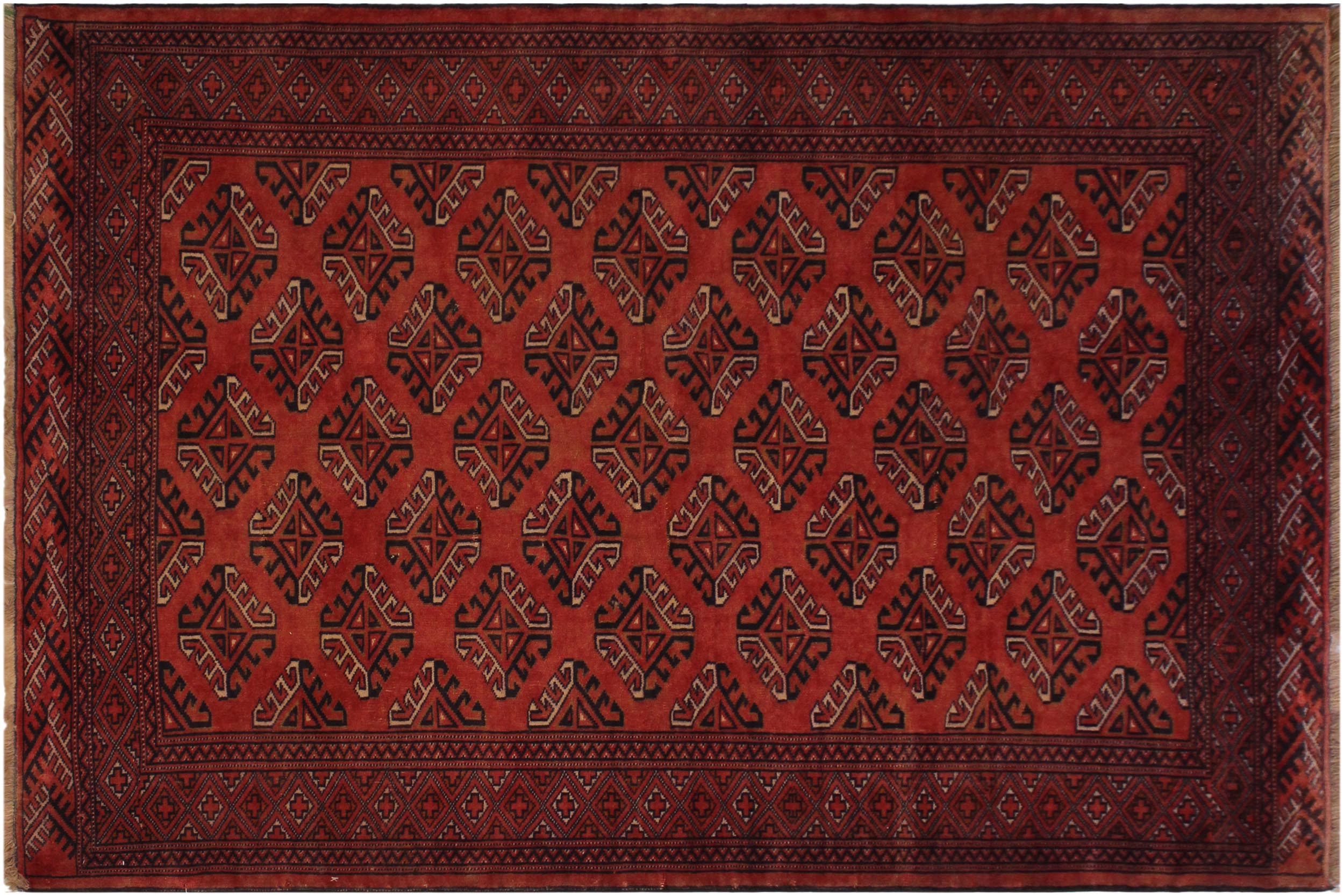 handmade Geometric Antique Lt. Rust Blue Hand Knotted RECTANGLE 100% WOOL area rug 5x7