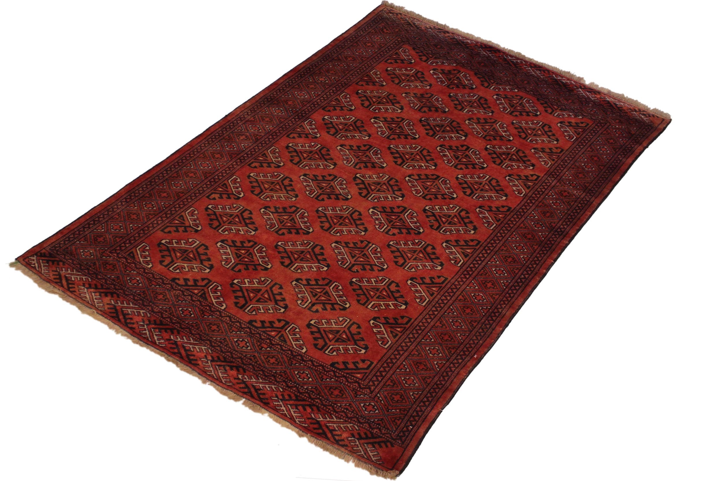 handmade Geometric Antique Lt. Rust Blue Hand Knotted RECTANGLE 100% WOOL area rug 5x7
