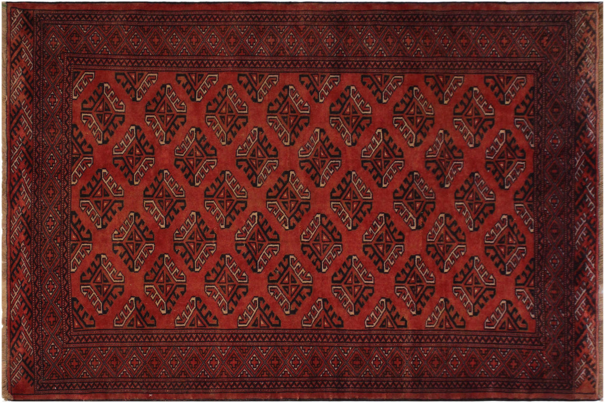 handmade Geometric Antique Lt. Rust Blue Hand Knotted RECTANGLE 100% WOOL area rug 5x7