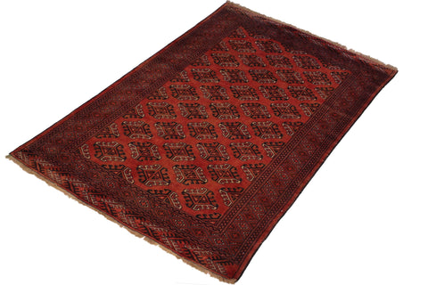 handmade Geometric Antique Lt. Rust Blue Hand Knotted RECTANGLE 100% WOOL area rug 5x7