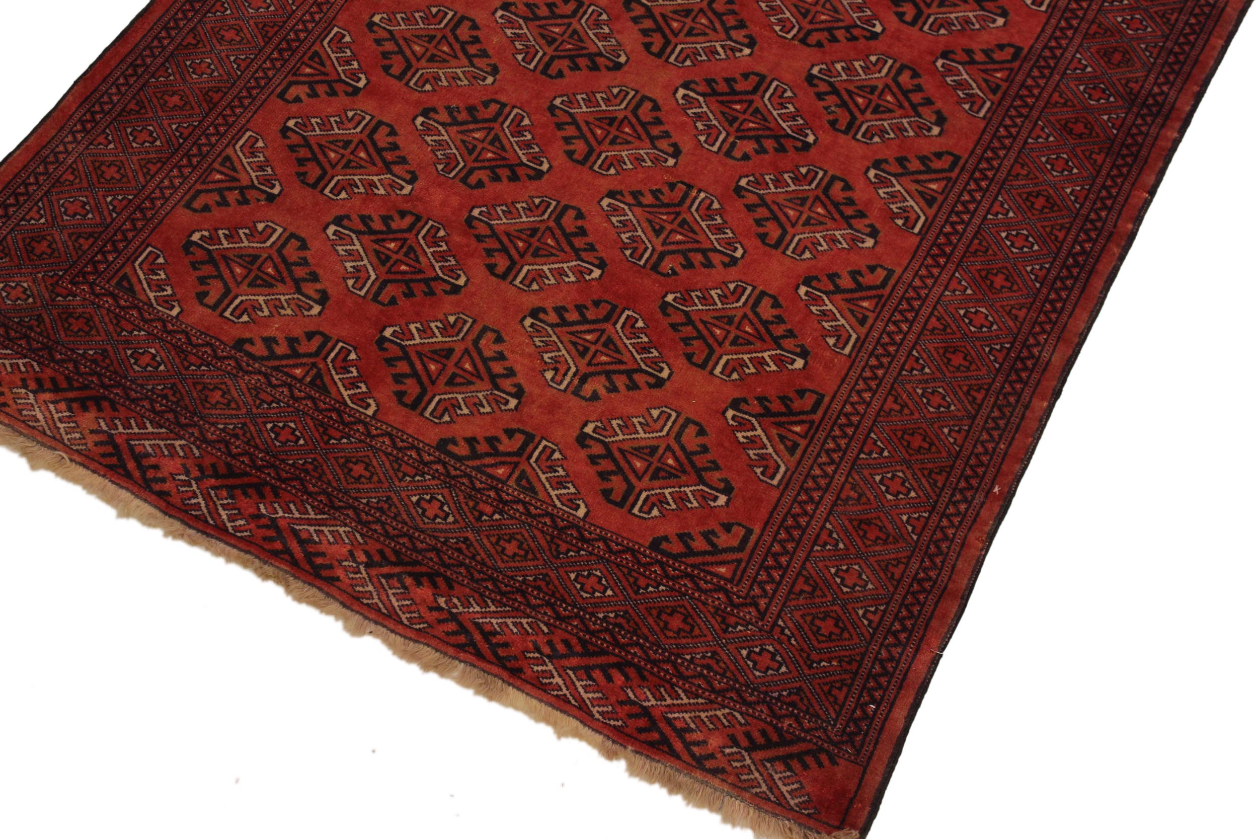 handmade Geometric Antique Lt. Rust Blue Hand Knotted RECTANGLE 100% WOOL area rug 5x7