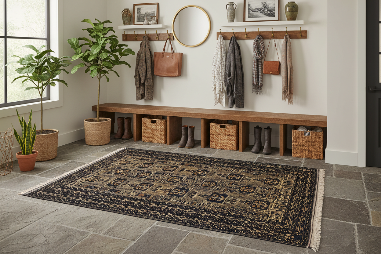 handmade Traditional Balouchi Blue Tan Hand Knotted RECTANGLE 100% WOOL area rug 5x10