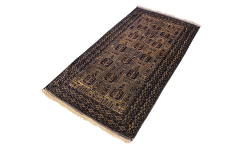 handmade Traditional Balouchi Blue Tan Hand Knotted RECTANGLE 100% WOOL area rug 5x10