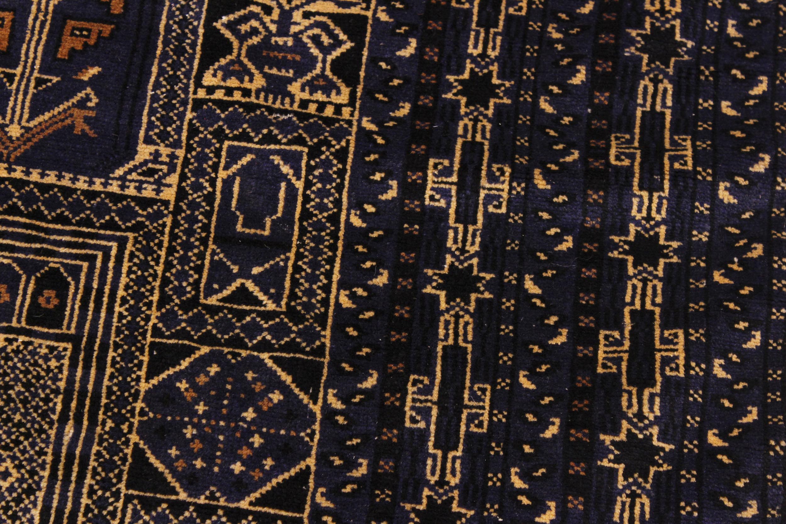 handmade Traditional Balouchi Blue Tan Hand Knotted RECTANGLE 100% WOOL area rug 5x10