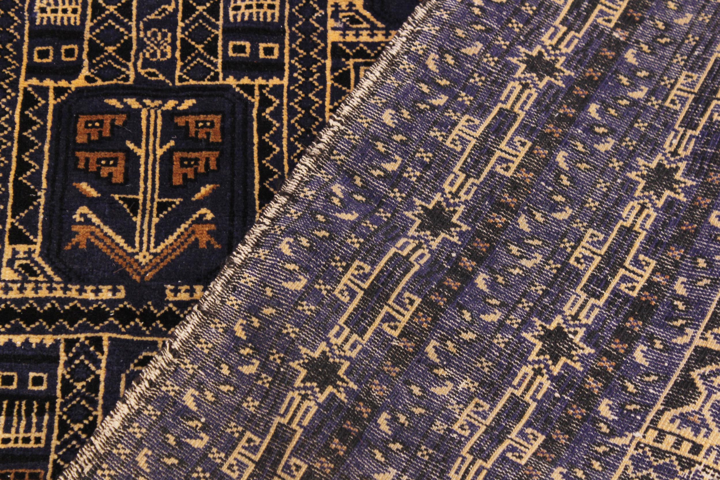 handmade Traditional Balouchi Blue Tan Hand Knotted RECTANGLE 100% WOOL area rug 5x10