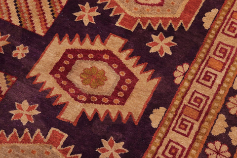 handmade Geometric Antique Kazak Antique Blue Red Hand Knotted RECTANGLE 100% WOOL area rug 5x8