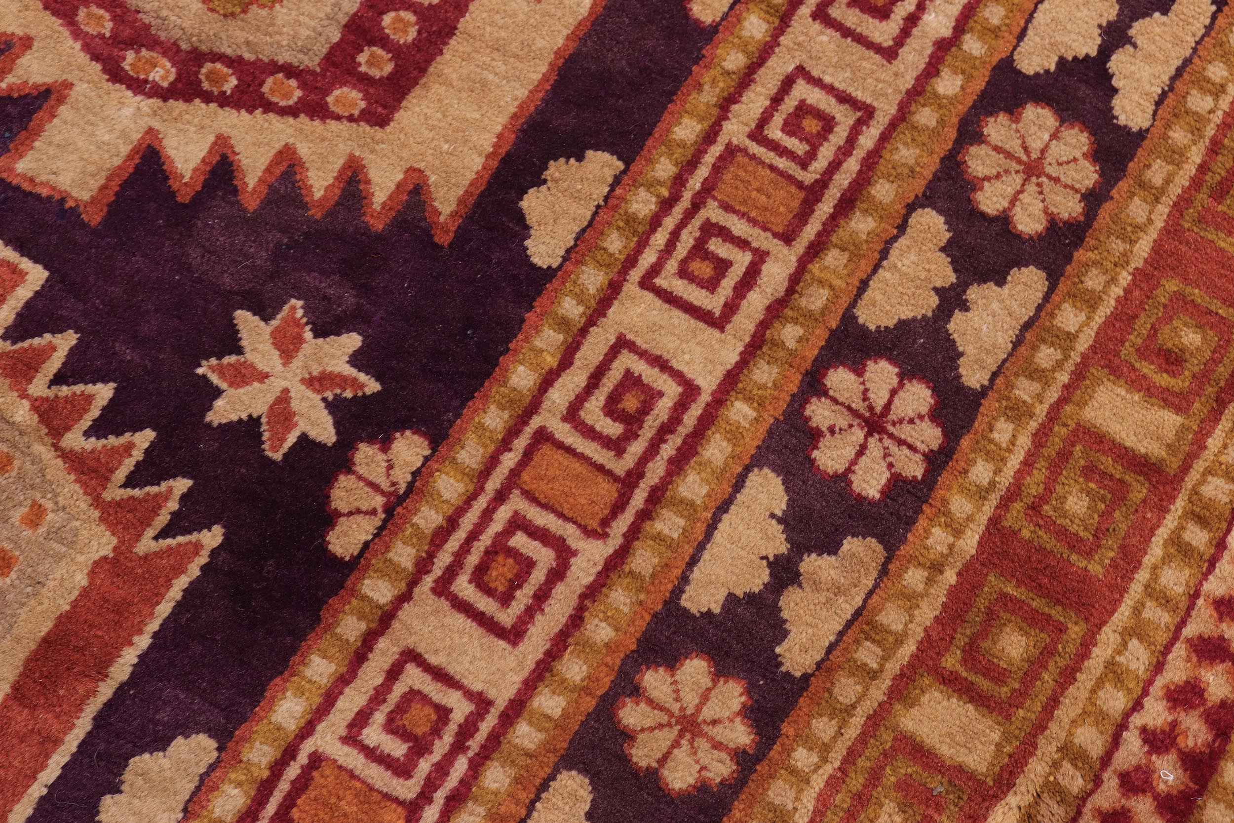 handmade Geometric Antique Kazak Antique Blue Red Hand Knotted RECTANGLE 100% WOOL area rug 5x8