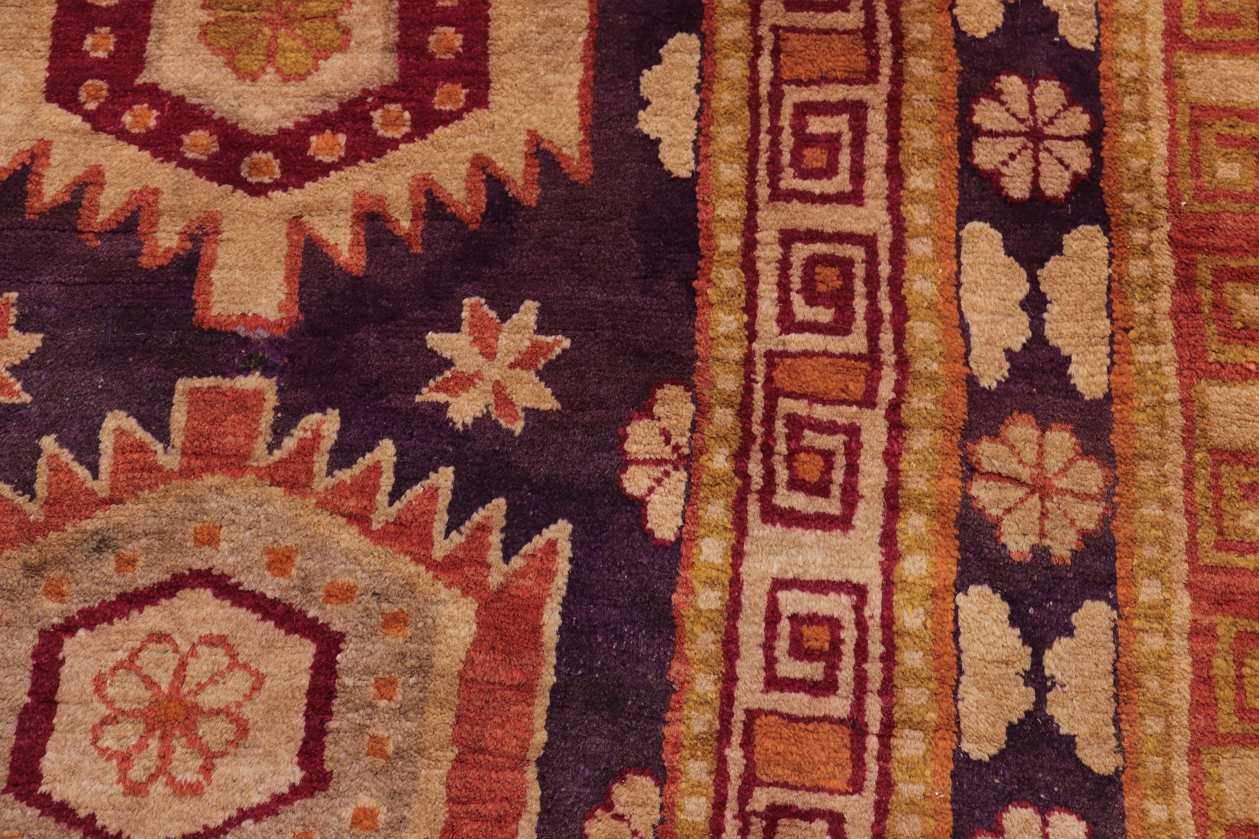 handmade Geometric Antique Kazak Antique Blue Red Hand Knotted RECTANGLE 100% WOOL area rug 5x8
