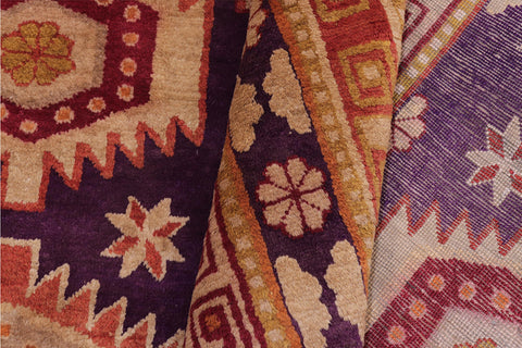 handmade Geometric Antique Kazak Antique Blue Red Hand Knotted RECTANGLE 100% WOOL area rug 5x8