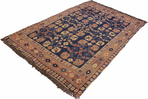 handmade Geometric Soumakh Blue Rust Hand-Woven RECTANGLE 100% WOOL area rug 6 x 9