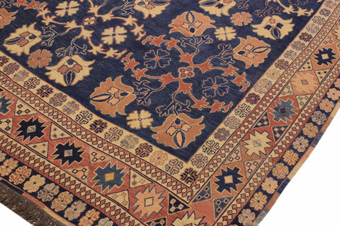 handmade Geometric Soumakh Blue Rust Hand-Woven RECTANGLE 100% WOOL area rug 6 x 9
