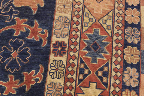 handmade Geometric Soumakh Blue Rust Hand-Woven RECTANGLE 100% WOOL area rug 6 x 9