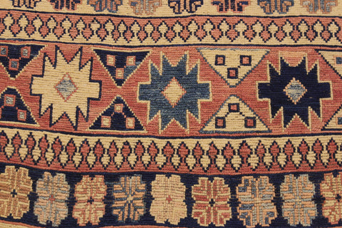 handmade Geometric Soumakh Blue Rust Hand-Woven RECTANGLE 100% WOOL area rug 6 x 9