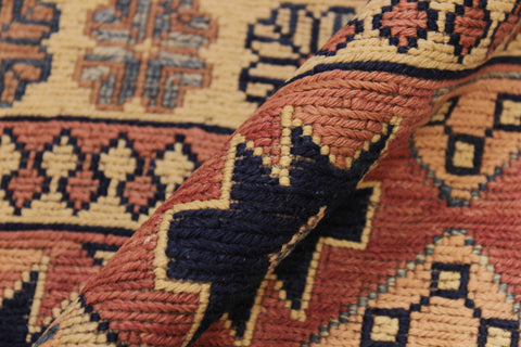 handmade Geometric Soumakh Blue Rust Hand-Woven RECTANGLE 100% WOOL area rug 6 x 9