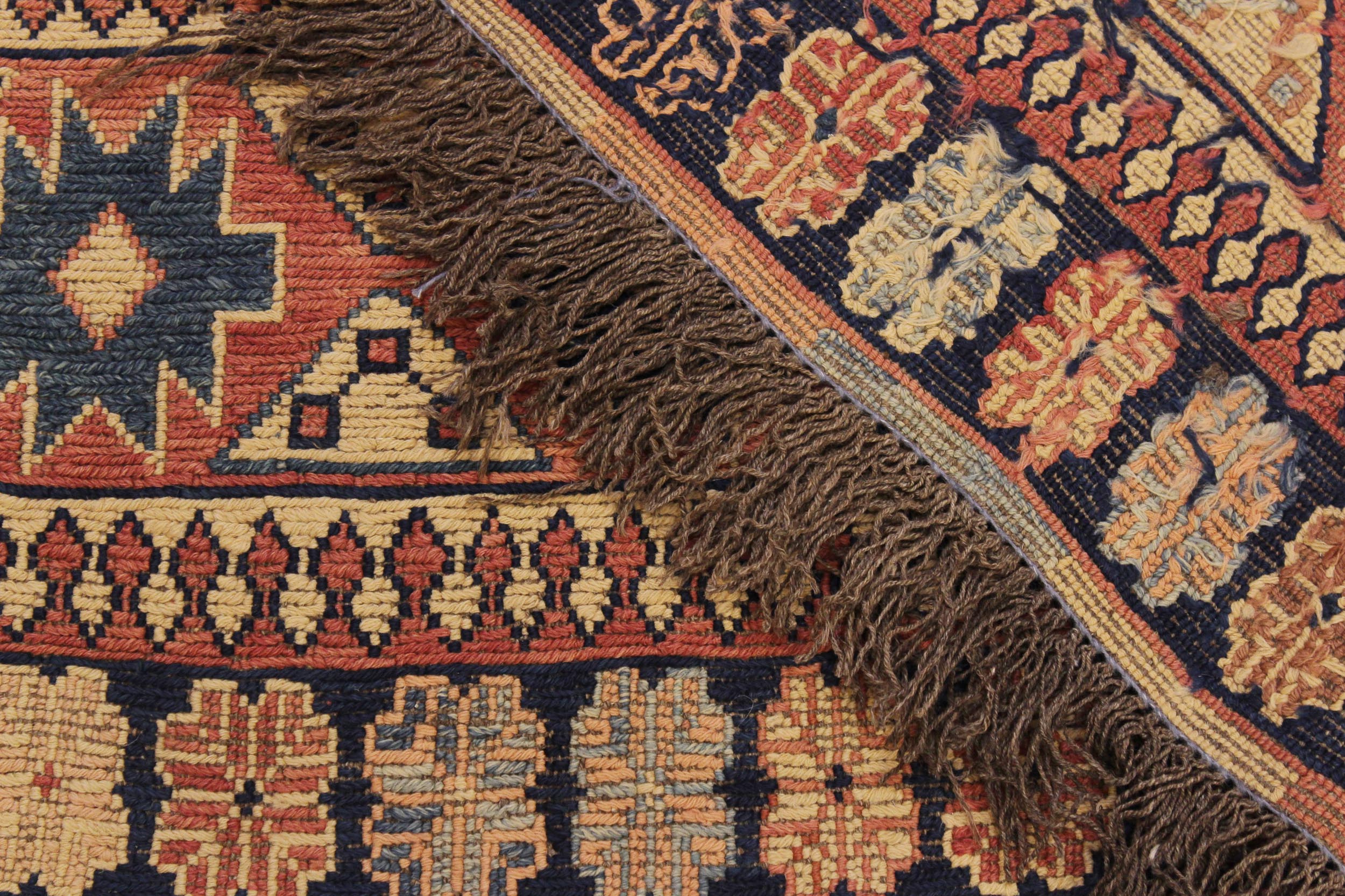 handmade Geometric Soumakh Blue Rust Hand-Woven RECTANGLE 100% WOOL area rug 6 x 9