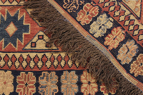 handmade Geometric Soumakh Blue Rust Hand-Woven RECTANGLE 100% WOOL area rug 6 x 9