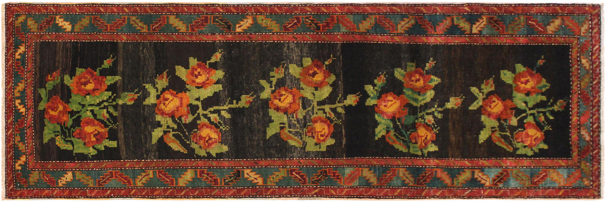 handmade Traditional Antique Black Blue Hand Knotted RUNNER 100% WOOL area rug 4x10