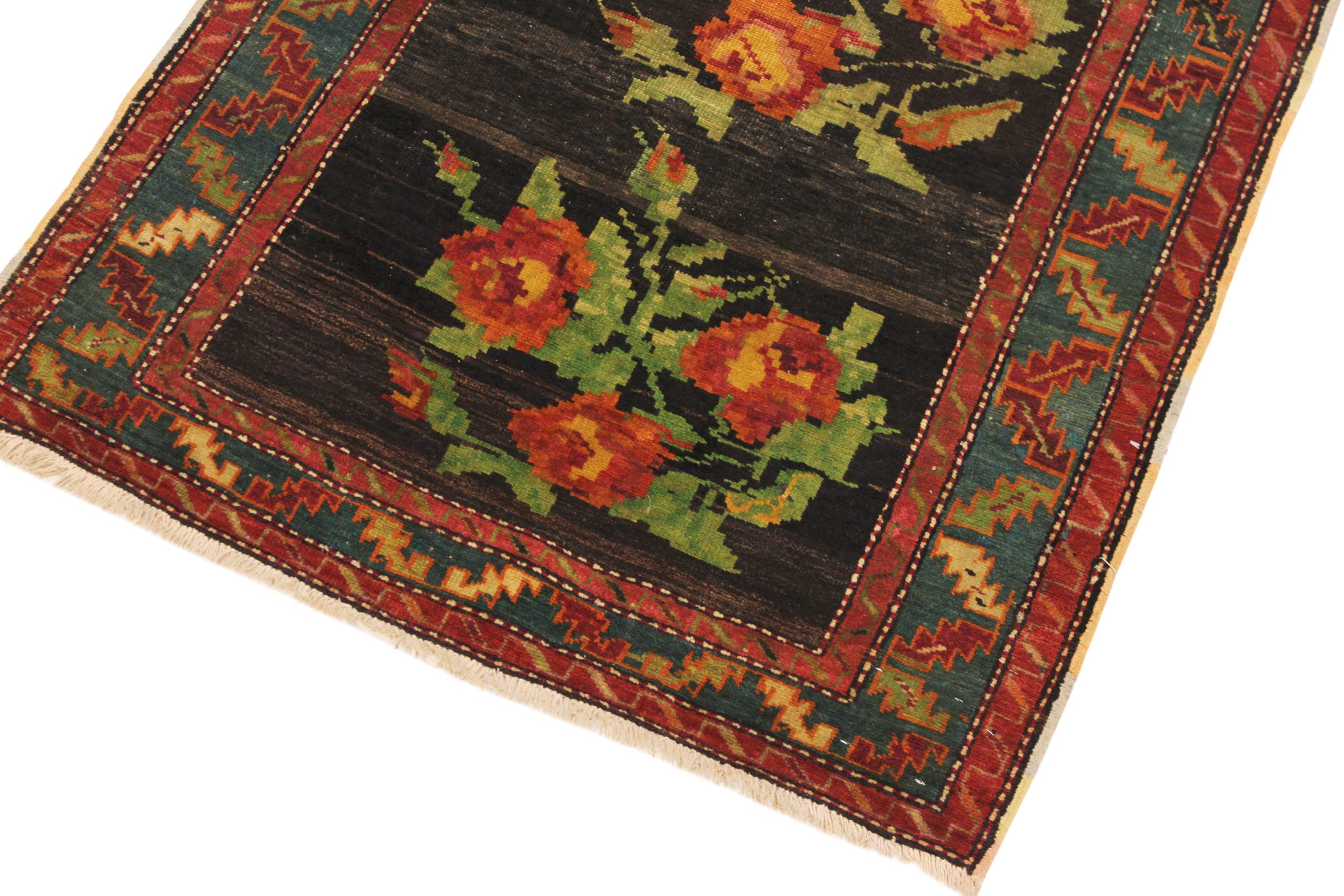 handmade Traditional Antique Black Blue Hand Knotted RUNNER 100% WOOL area rug 4x10