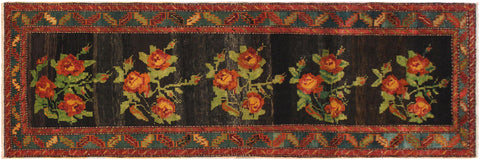 handmade Traditional Antique Black Blue Hand Knotted RUNNER 100% WOOL area rug 4x10