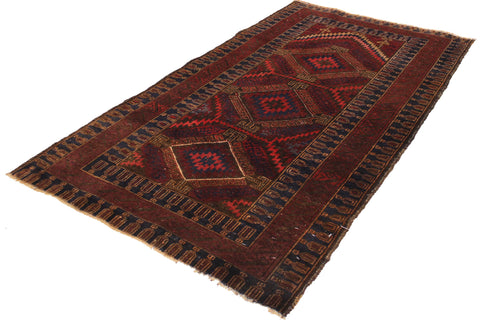 handmade Traditional Antique Sherwan Rust Blue Hand Knotted RECTANGLE 100% WOOL area rug 3x4