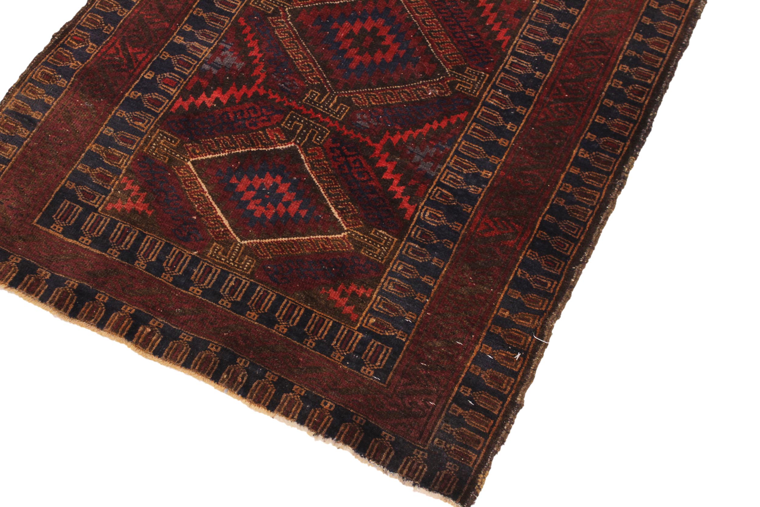 handmade Traditional Antique Sherwan Rust Blue Hand Knotted RECTANGLE 100% WOOL area rug 3x4
