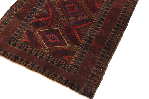 handmade Traditional Antique Sherwan Rust Blue Hand Knotted RECTANGLE 100% WOOL area rug 3x4